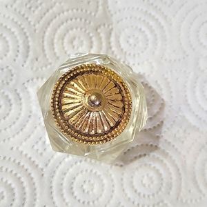 Vintage Clear Glass Salt Dip Cellar- Goldtone Cover